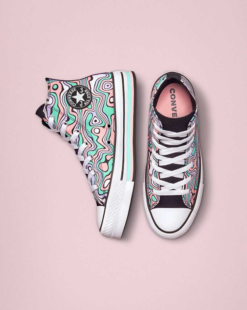 Topanky Na Platforme Converse Chuck Taylor All Star Lift Color Swirl Vysoke Dievcenske Svetlo Tyrkysové Koralove | SK WEIXK2